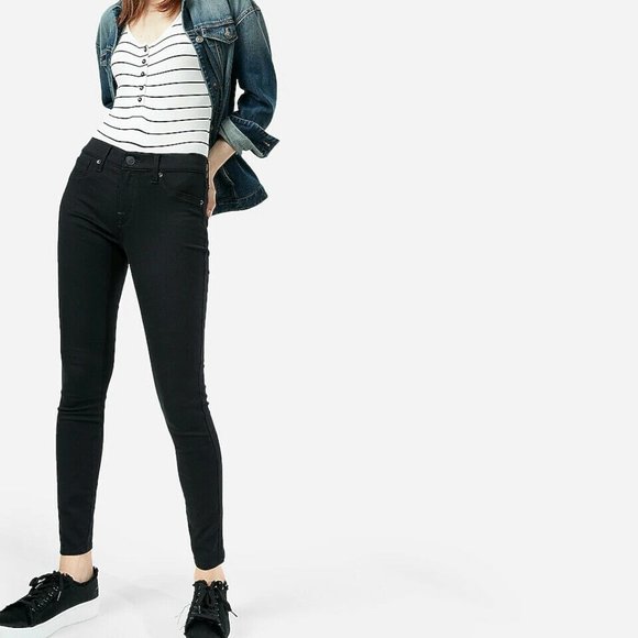 Express Denim - EXPRESS BLACK MID RISE BLACK DARK WASH JEGGING LEGGING SKINNY JEANS 8R